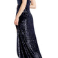 Jovani - Strapless sequin gown high slit