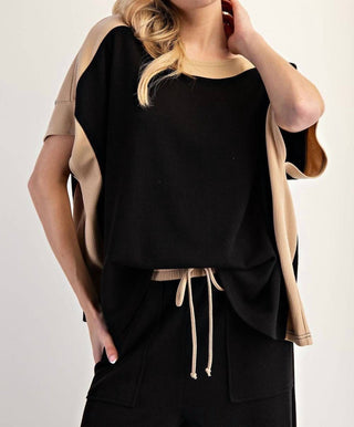 Ee:Some - Color Block Short Sleeve Top