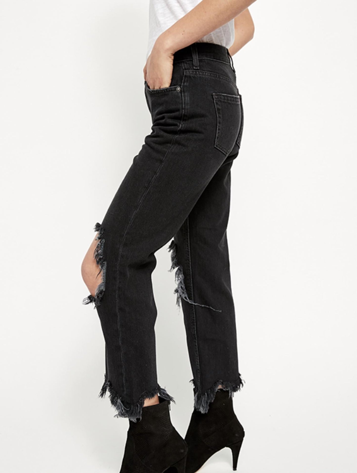 Free People - Distressed Maggie Mid Rise Jeans