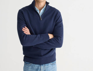 J.Crew - Suéter de algodão com zíper e meio zíper