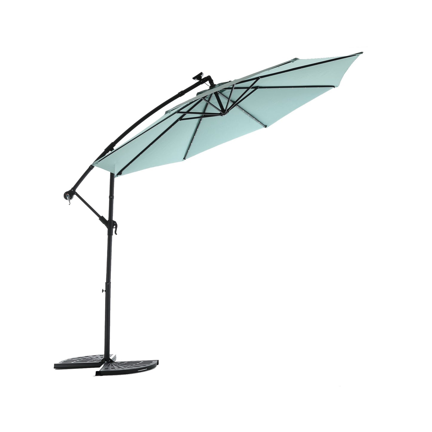 10ft Solar LED Offset Hanging Patio Umbrella (Light Green)