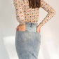 Recollection Brand - Frayed Hem Asymmetrical Stretch Denim Maxi Skirt
