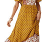 Supreme Fashion - Square Neck Short Sleeve Floral Maxi Dress