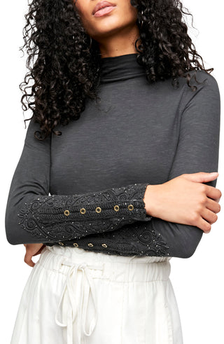 Women's Free People Hooked On You Turtleneck Top - Black