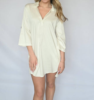 Elan - Vestido-camisa manga 3/4 elegante e atemporal