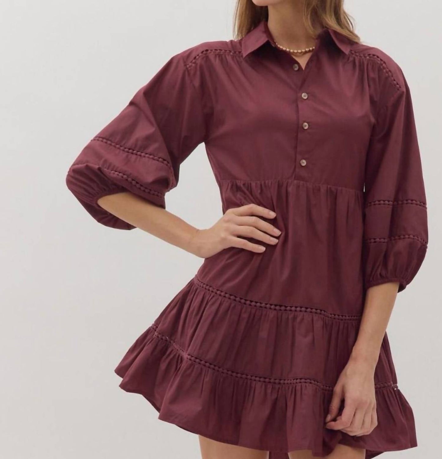 Entro - Tiered Mini Dress with lace Trim