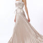 Aakaa - Sleeveless Tie Front Waisted Pleat Maxi Dress