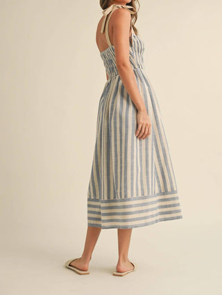 Klesis - Melissa Striped Bow Detail Midi Dress