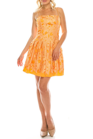 Adrianna Papell - Embroidered Lace Over Satin Dress