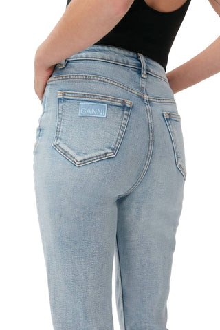 Ganni - Calça Jeans Cropped com Elástico Confortável