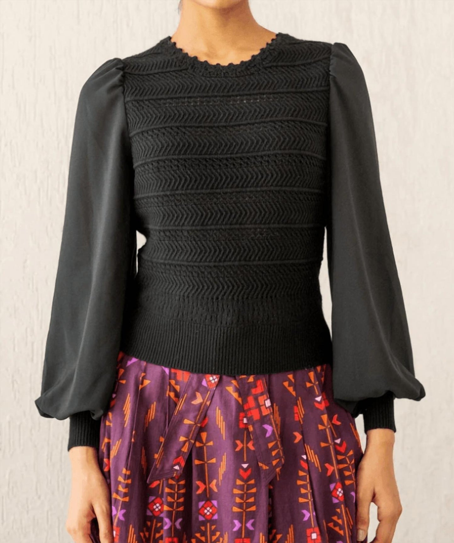 Banjanan - Rosie Crochet Mix Check Top