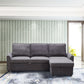 Modern Modular L-Shaped Sofa Bed with Chaise Dark Grey Linen