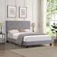 Queen Size Upholstered Platform Bed Frame With Button Tufted Linen Headboard