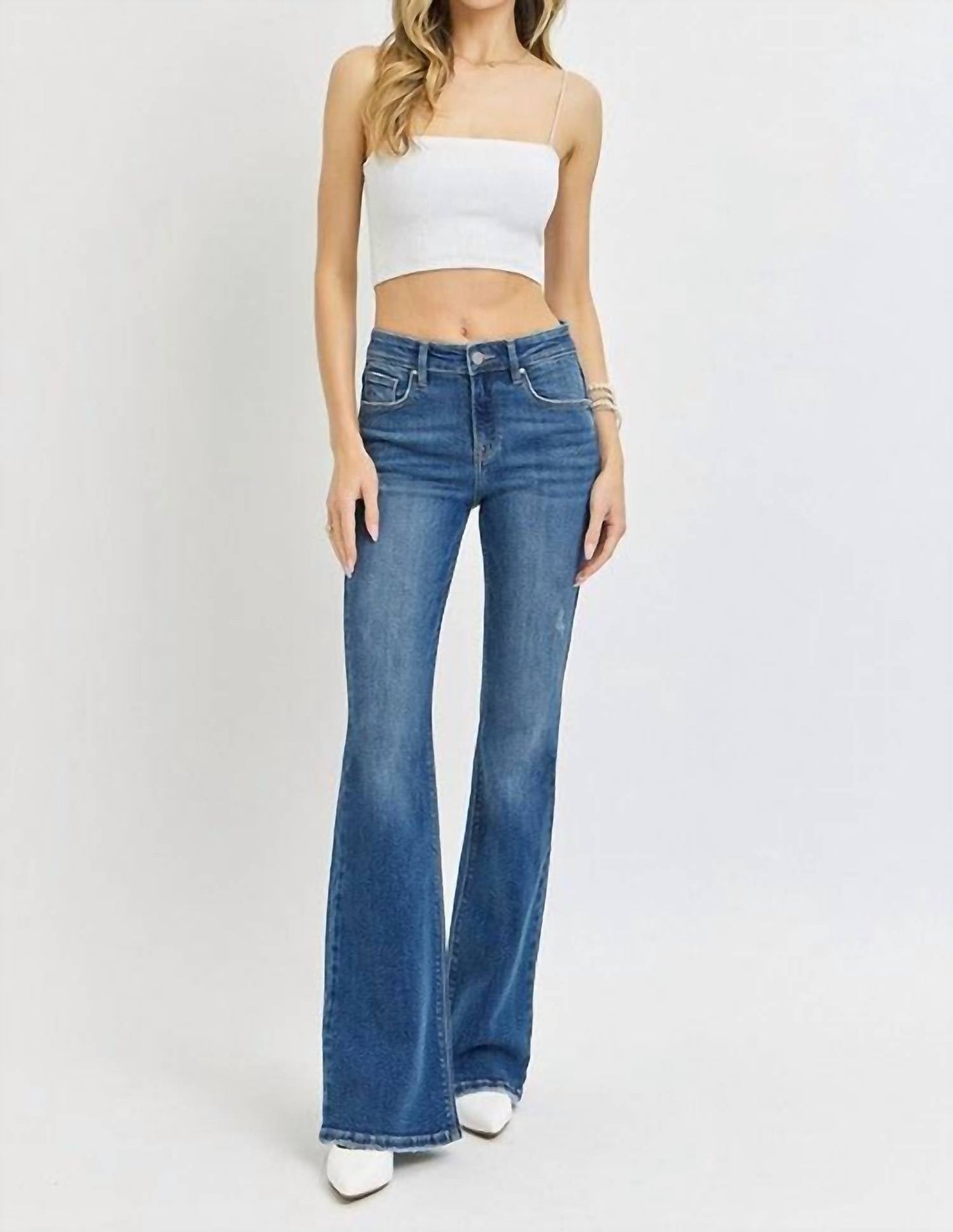 Risen - Costa Mid Rise Flare Jeans With Tummy Control