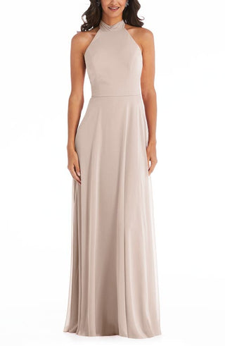 After Six Backless Halter Evening Gown in Cameo, Size 6