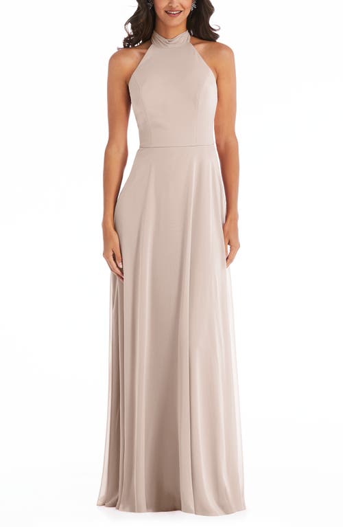 After Six Backless Halter Evening Gown in Cameo, Size 6