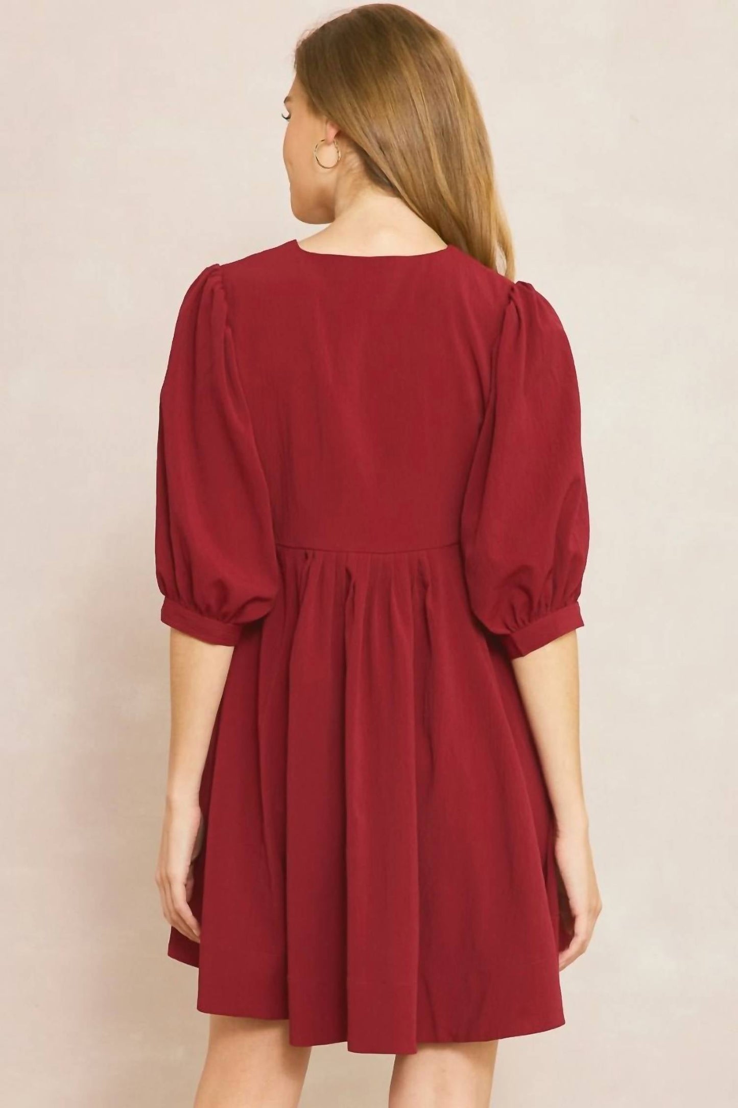 Entro - V Neck Baby Doll Dress