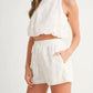 Mable - Eyelet Bubble Hem Sleeveless Top And Shorts Set