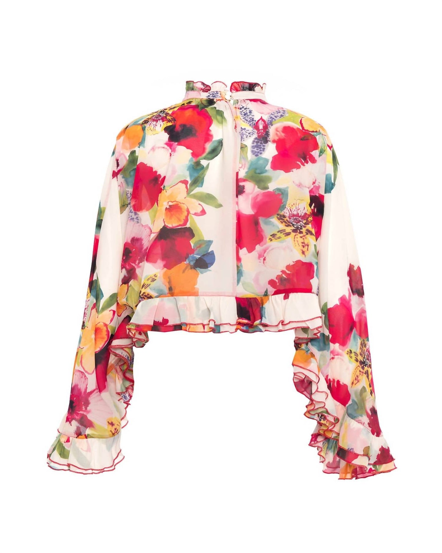 Theo The Label - Theia Orchid Print Ruffle Blouse