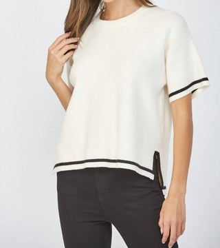 Fate - Slide Slit Boxy Short Sleeve Sweater
