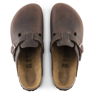 Birkenstock - Sapato feminino Boston Soft Footbed em couro oleado