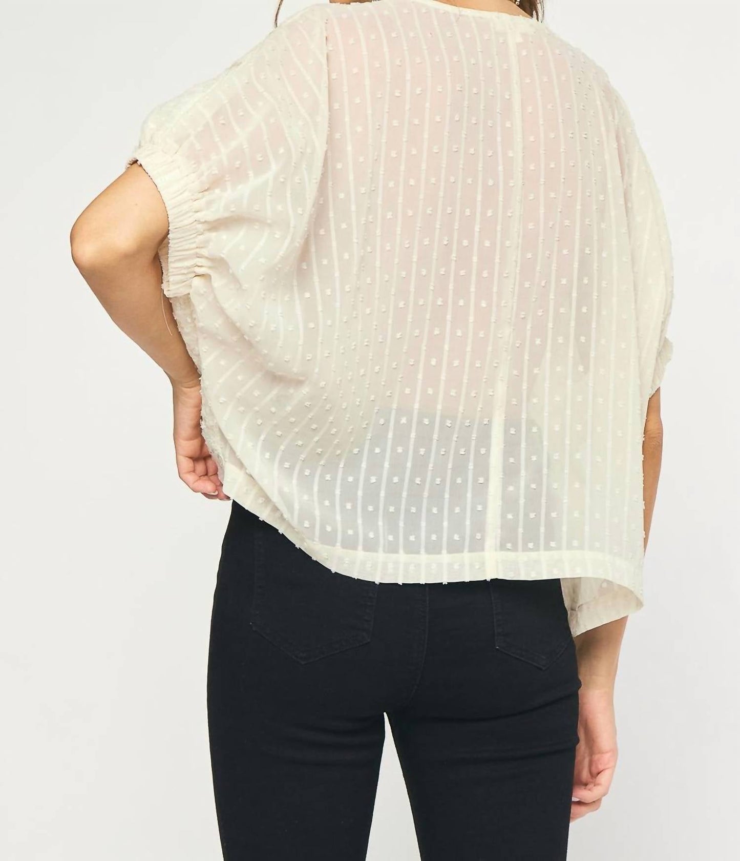 Entro - Sequin Short Sleeve Round Neck Top