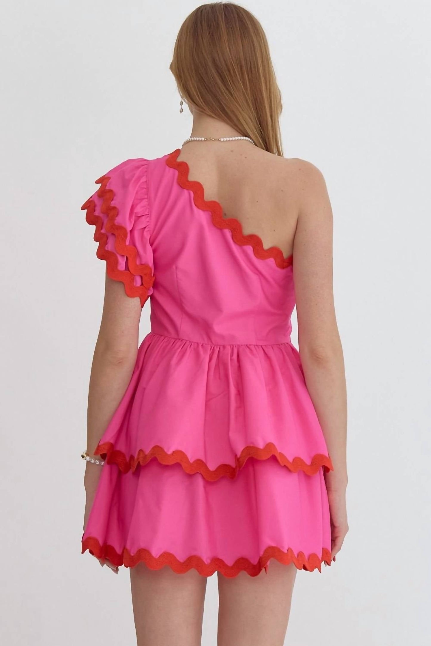 Entro - One Shoulder Valentine Mini Dress
