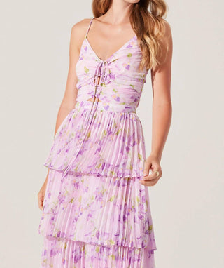 Astr - VESTIDO MAXI FLORAL PLISSADO DAYTONA