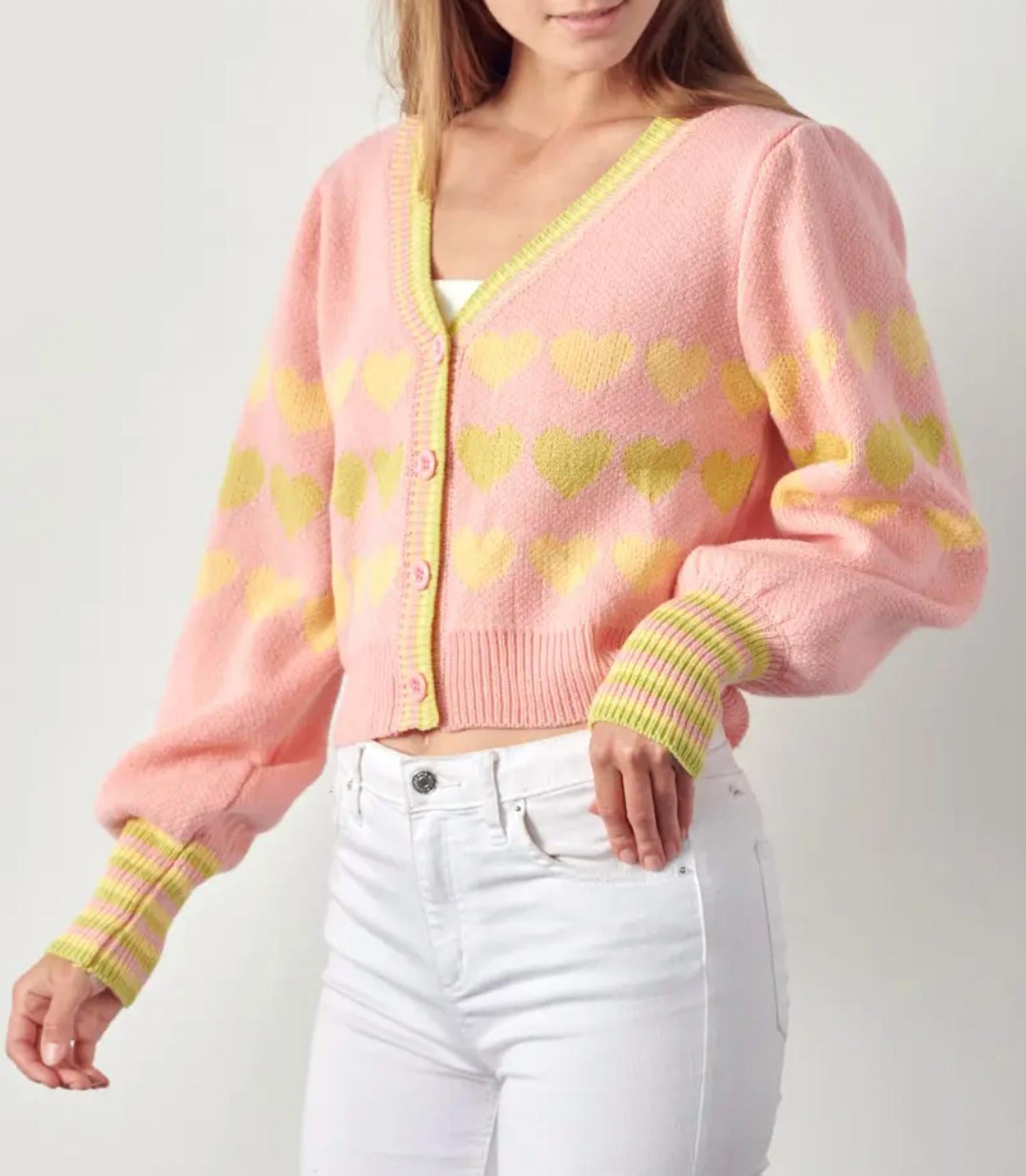 &Merci - HEART BUTTON-FRONT CARDIGAN