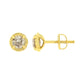 14K Yellow Gold Plated .925 Sterling Silver 1.0 Cttw Round Brilliant Cut Diamond Solitaire Milgrain Stud Earrings (K-L Color, I2-I3 Clarity)