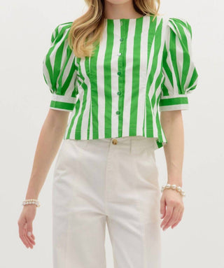Entro - Sonoma Striped Puff Sleeve Top
