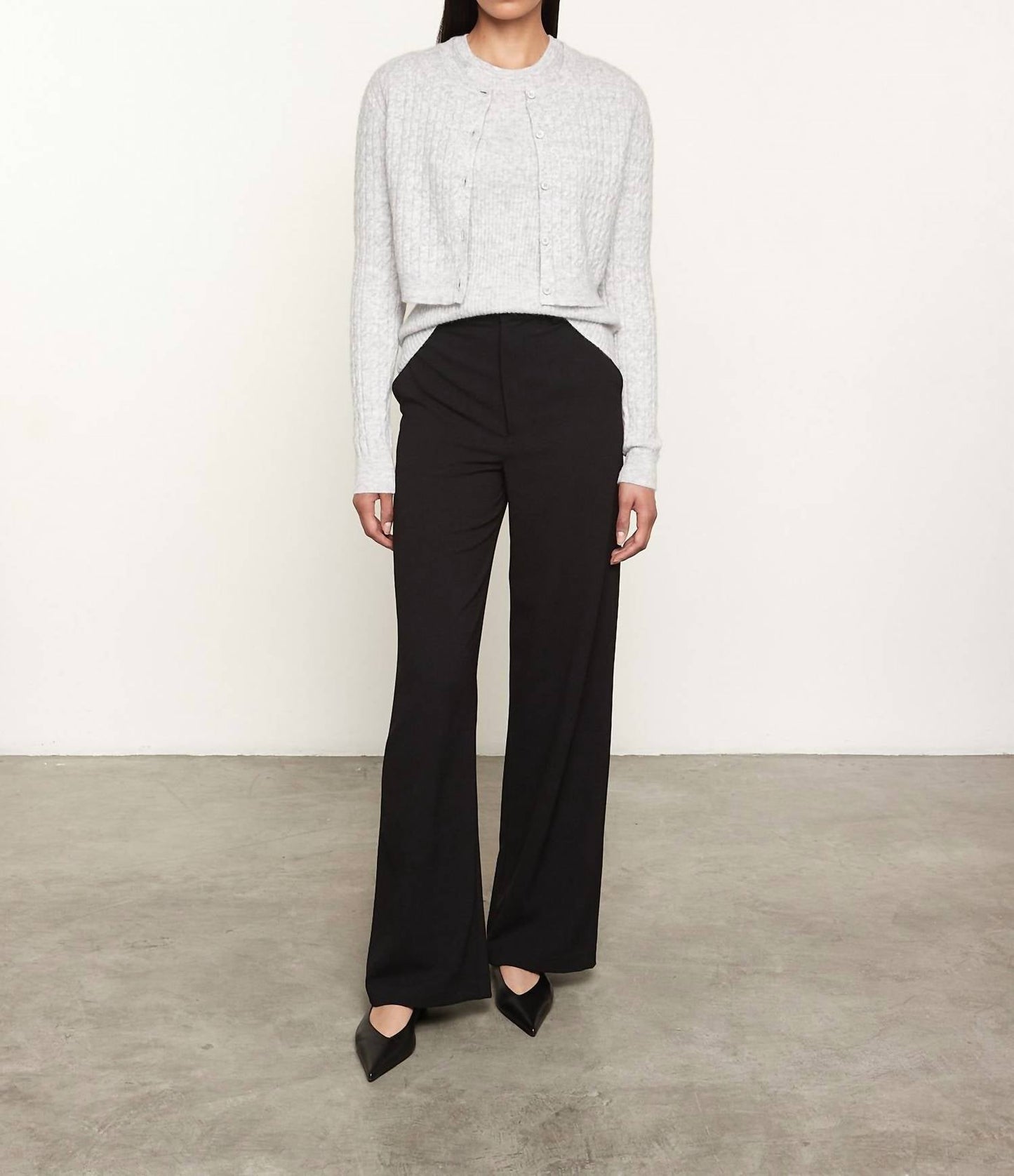 Enza Costa - POWDER CASHMERE CABLE KNITTED CARDIGAN