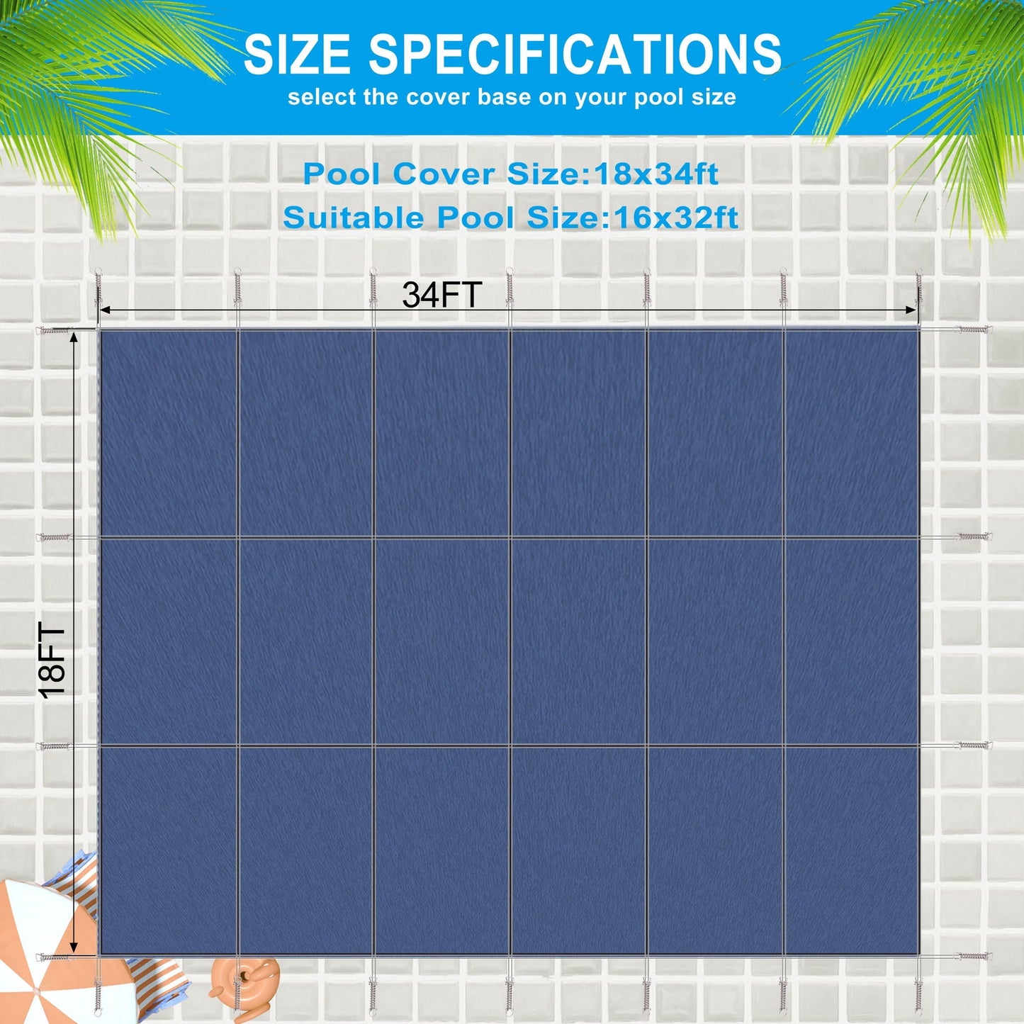16 x 32 Ft Rectangle Inground Pool Safety Cover