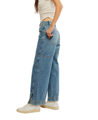Free People - Calça jeans Benji Relaxed Wide Leg