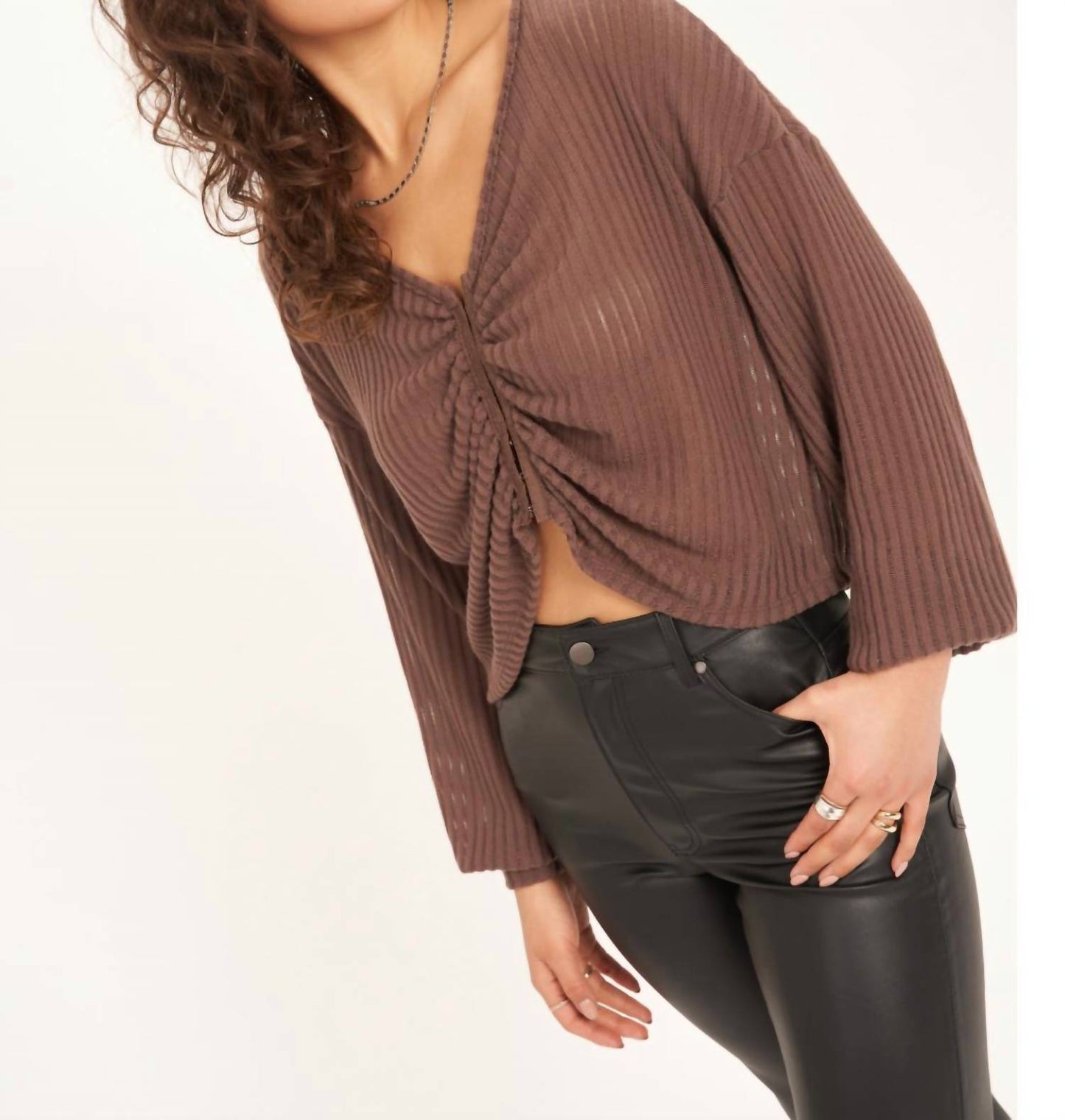 Project Social T - FOOLISH HEART COZY RUCHED FRONT TOP