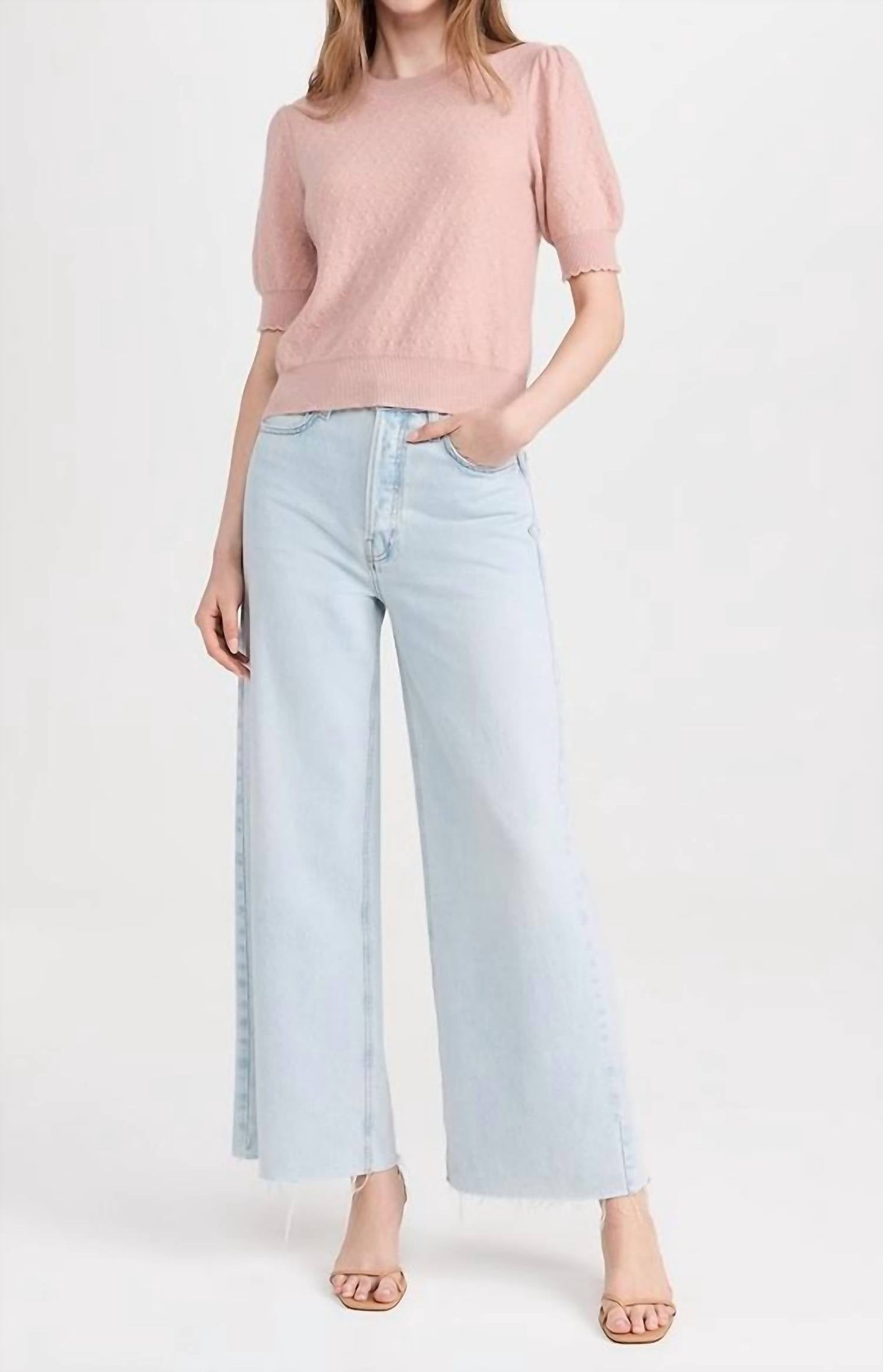 Frame - Pointelle Puff Sleeve Sweater