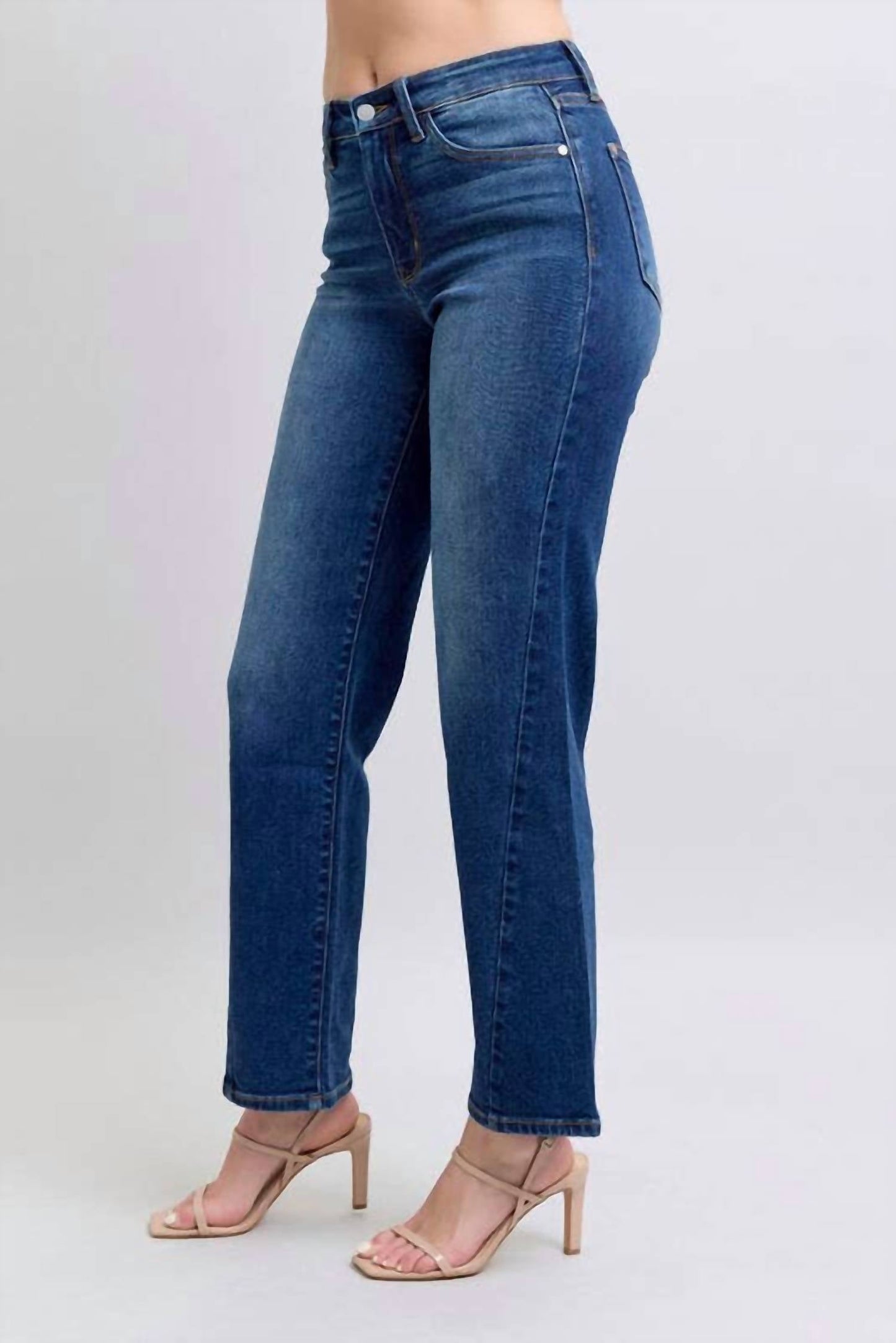 Judy Blue - Mid Rise Side Seam Detail Straight Jeans
