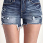 Risen - Mid Rise Raw Hem Denim Shorts