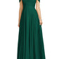 DESSY COLLECTION Off-the-Shoulder Draped Chiffon Maxi Dress Hunter 14 NEW 2970