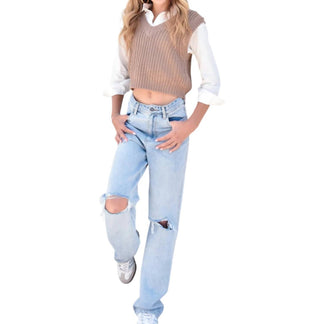 Vintage Havana - Blusa de manga comprida com suéter e colete para meninas