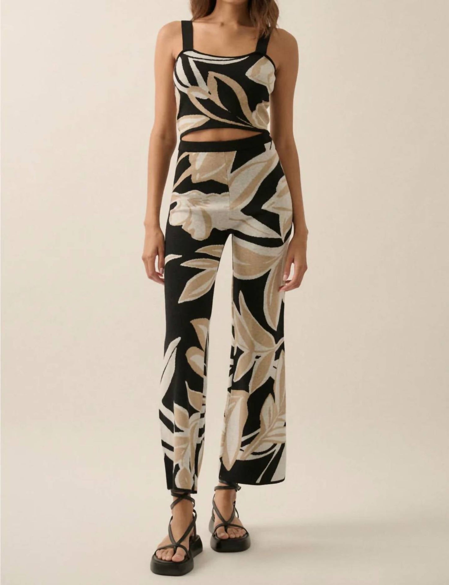 Promesa - Jacquard Knit High-Waist Sweater Pants