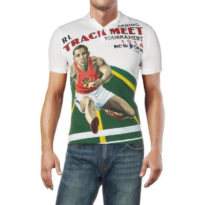 Camisa polo masculina Ralph Lauren de primavera, corte slim, branca, tamanho extrapequeno