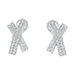 14K White Gold 2.0 Cttw Round-Brilliant Cut Diamond Domed X Shaped Omega Back Stud Earrings (H-I Color, I1-I2 Clarity)