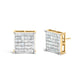 10K Yellow Gold 2.0 Cttw Invisible-Set Princess-Cut Diamond Stud Earrings