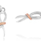 10K Two-Toned Gold Flash Plated .925 Sterling Silver Awareness Ribbon Dangle Earrings
