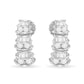 14K White Gold 7/8 cttw Baguette & Round Brilliant-Cut Diamond Dangle Multi Row Earrings (H-I Color, SI2-I1 Clarity)