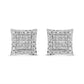 14K White Gold 1.00 Cttw Princess And Round-Cut Diamond Square Stud Earrings (G-H Color, SI1-SI2 Clarity)