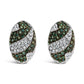 14K White Gold 2.00 Cttw White and Treated Blue Diamond Oval Shield Omega Back Earrings (H-I Color, SI1-SI2 Clarity)
