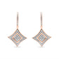 10K Rose Gold Plated Sterling Silver Round Cut Diamond Cushion Dangle Earrings (0.04 cttw, H-I Color, I2-I3 Clarity)