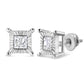 .925 Sterling Silver 1.0 Cttw Miracle Set Princess-cut Diamond Solitaire Stud Earrings (H-I Color, I2-I3 Clarity)